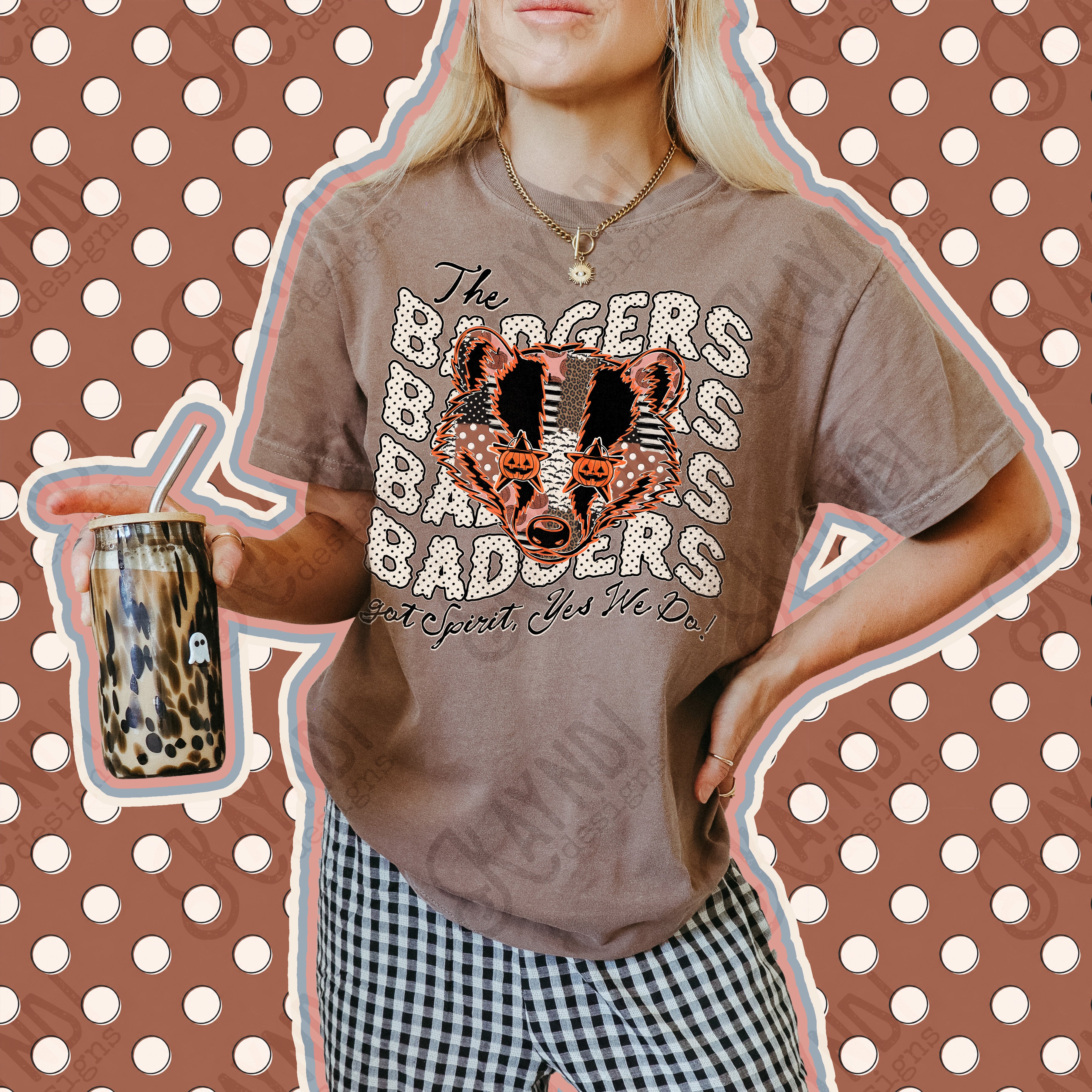 Patchwork Pumpkin Spirit Mascots Badgers design
