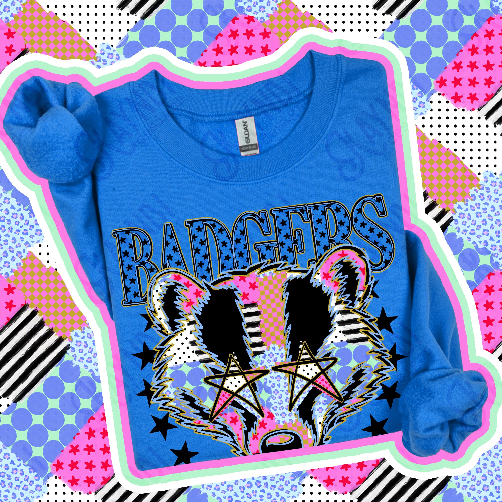 Patchwork Varsity Stars Mascots Badgers design