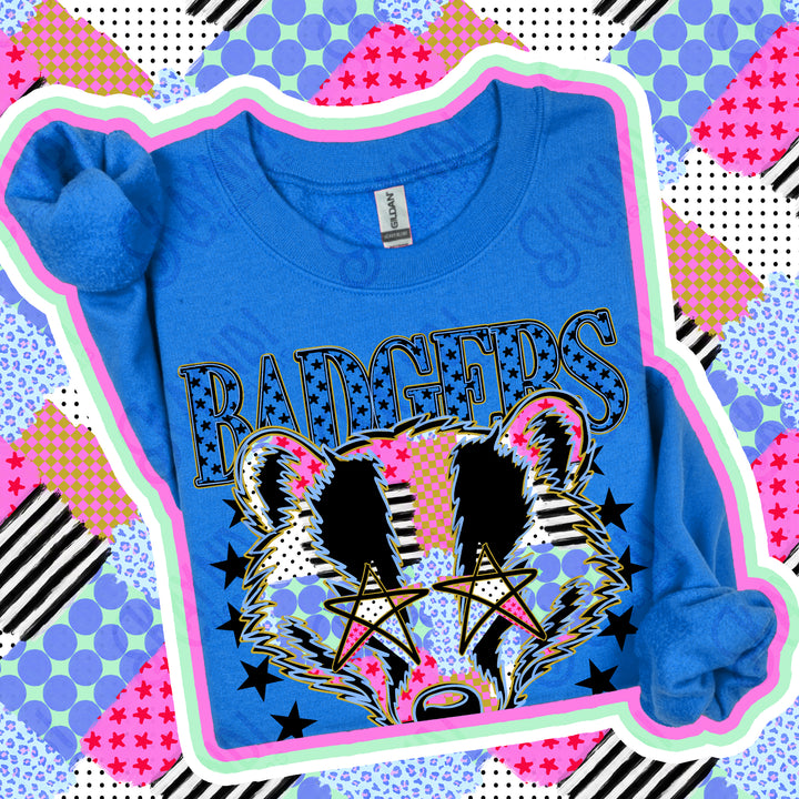 Badgers Patchwork Varsity Stars mascot DTF transfer