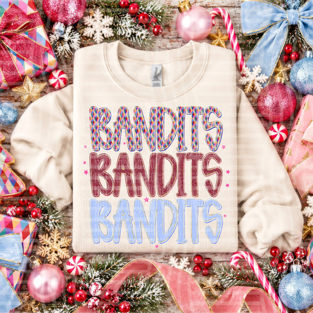 Bandits Jingle Jumble Stacked Mascots DTF transfer
