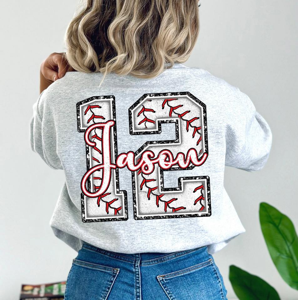 Baseball Number + Name baseball custom transfer design