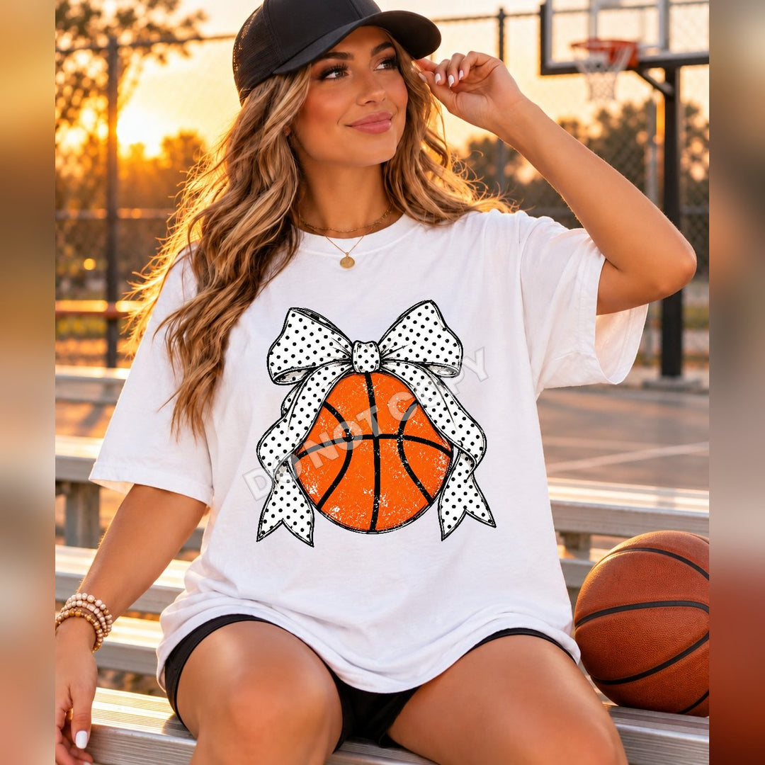 Basketball Polka Dot Bow basketball DTF transfer mockup