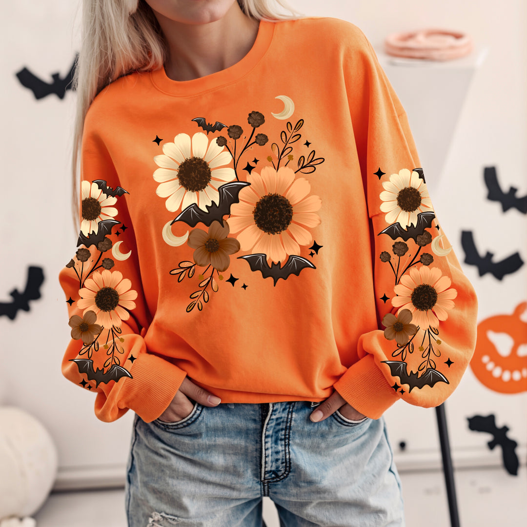 BAT FLORALS Halloween DTF transfer design