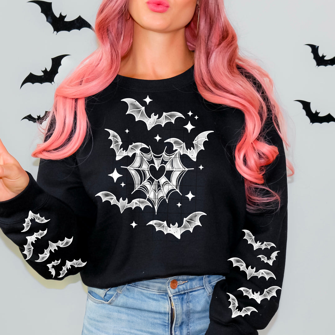 BATS HALF SLEEVE WHITE Halloween DTF transfer design
