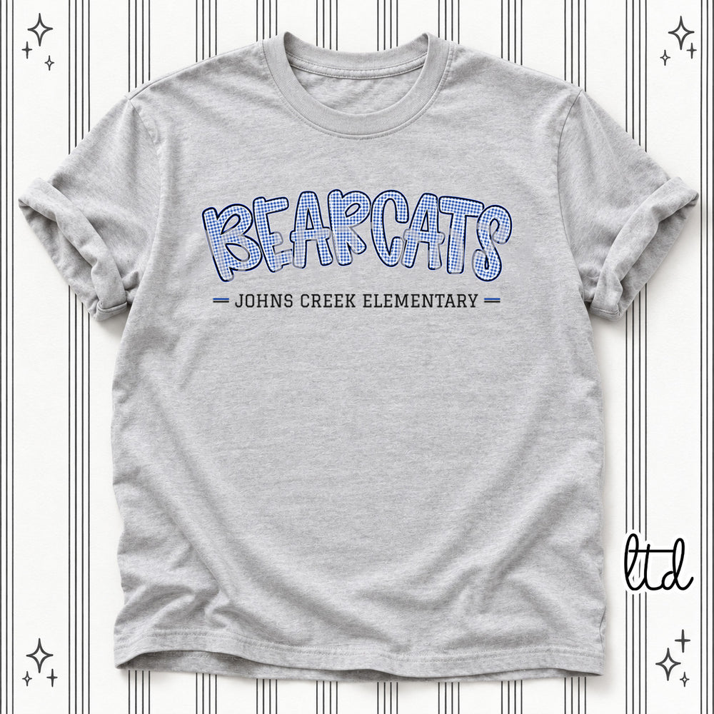 Bearcats Johns Creek Elementary Royal Black Gingham School Spirit DTF transfer