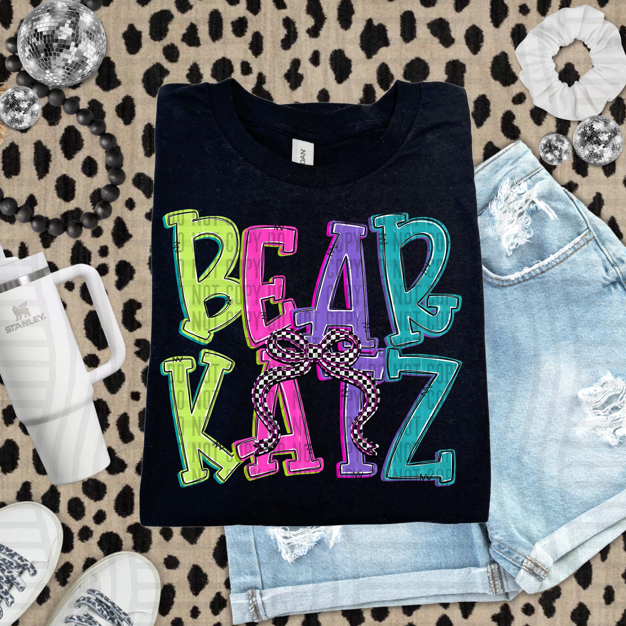 Checker Neons Stacked Mascots Bearkatz design