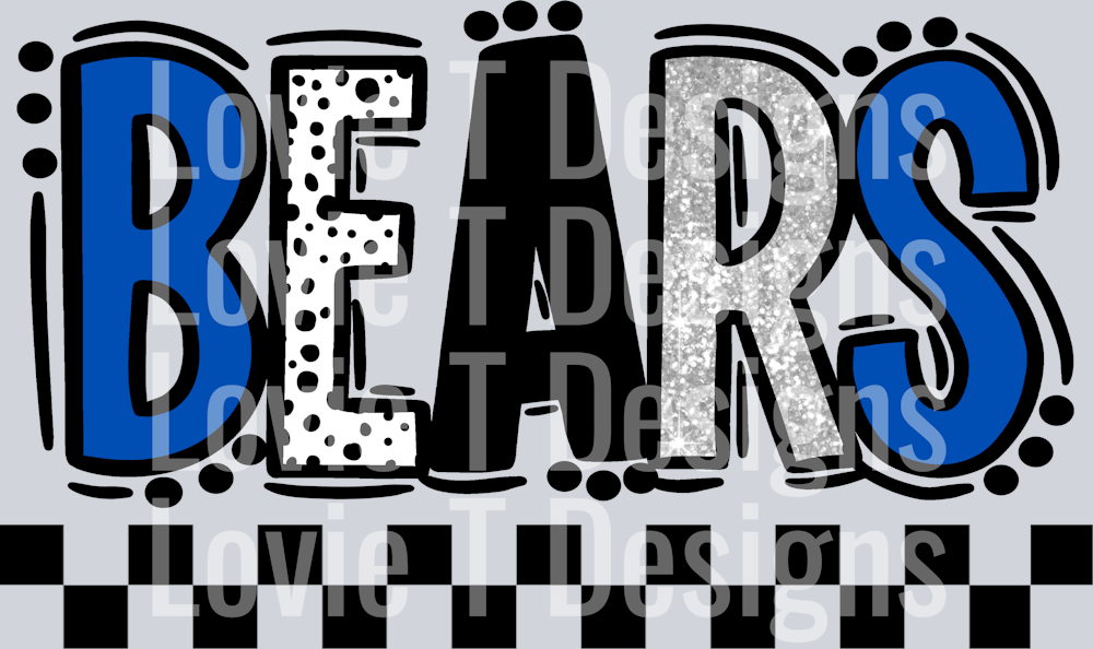 Bears Royal Light Gray Doodle Dot Mascot