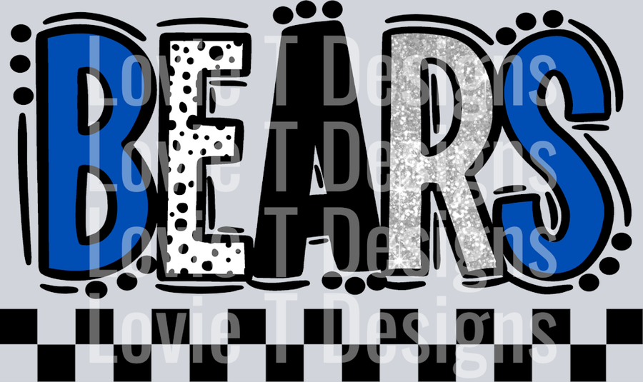 Bears Royal Light Gray Doodle Dot Mascot