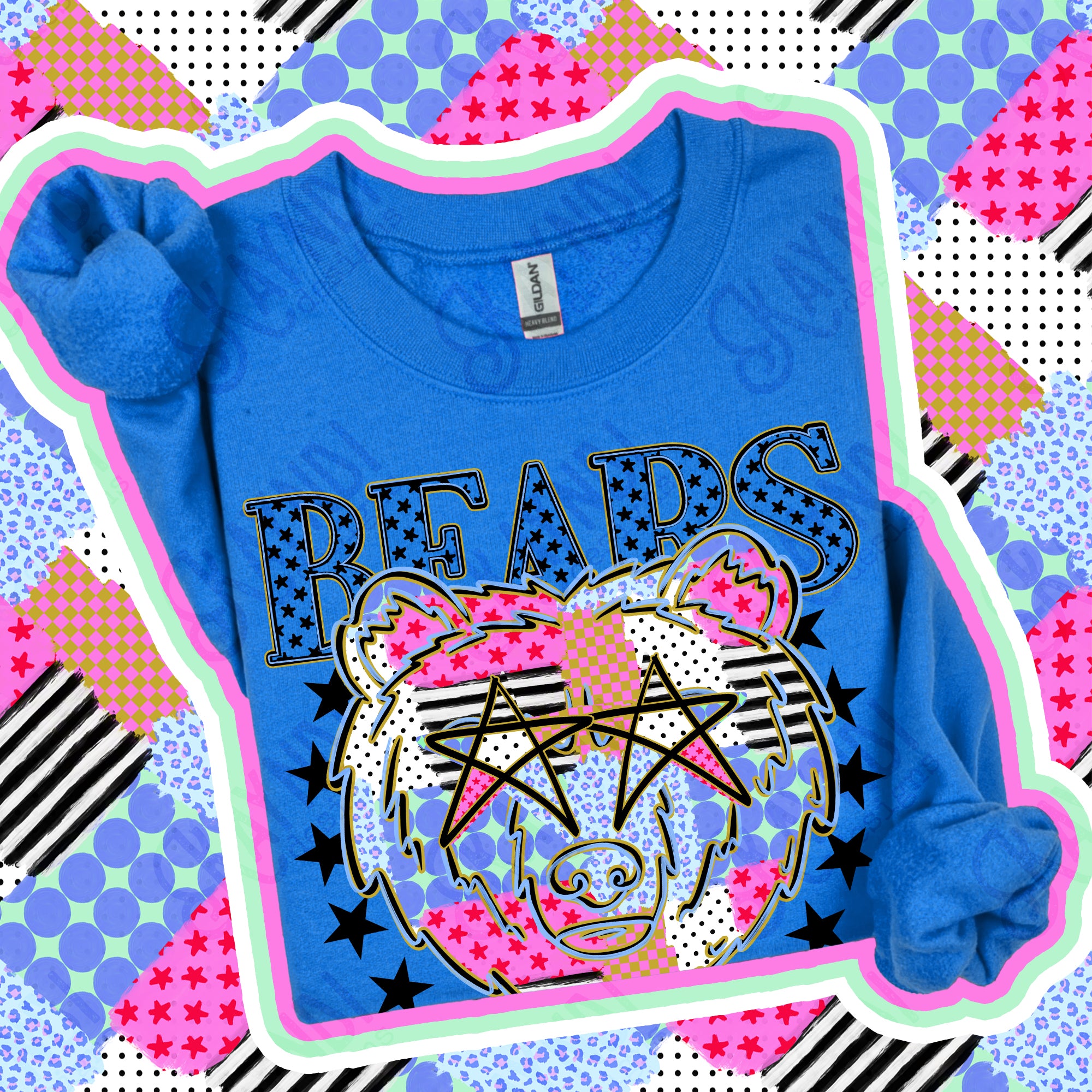 Patchwork Varsity Stars Mascots Bears 3 design