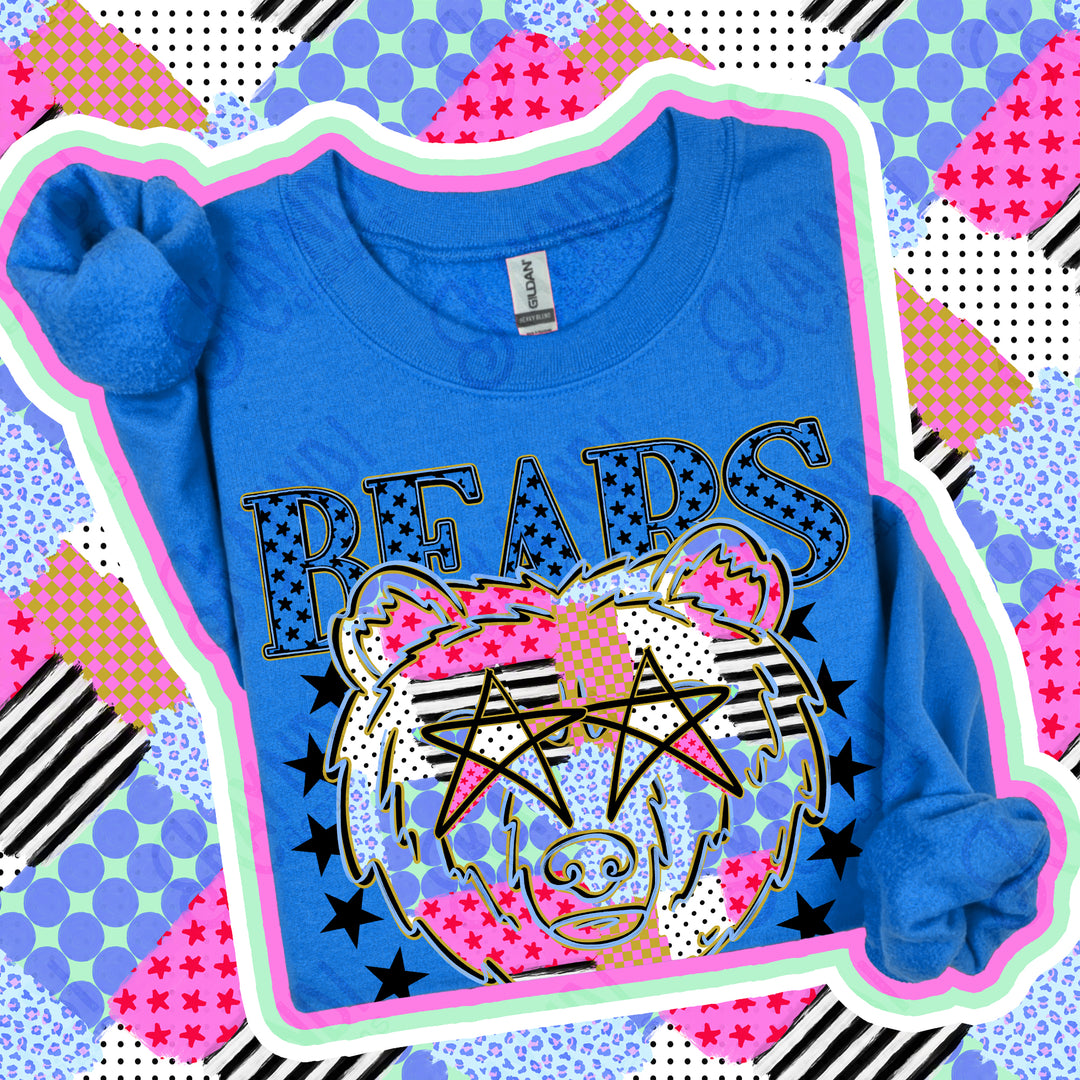 Bears 3 Patchwork Varsity Stars mascot DTF transfer