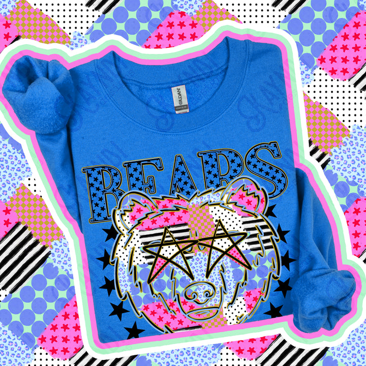 Bears 3 Patchwork Varsity Stars mascot DTF transfer