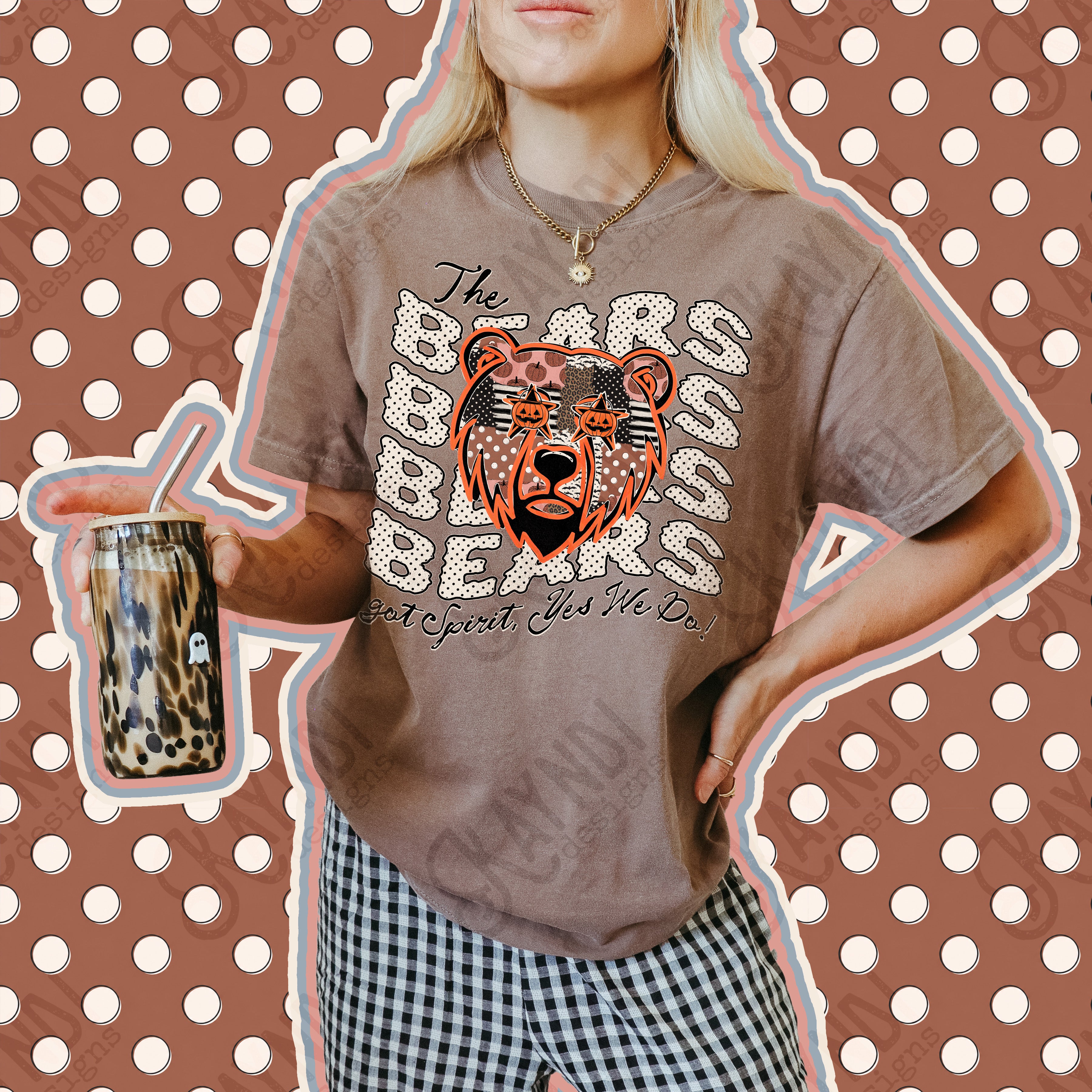 Patchwork Pumpkin Spirit Mascots Bears design