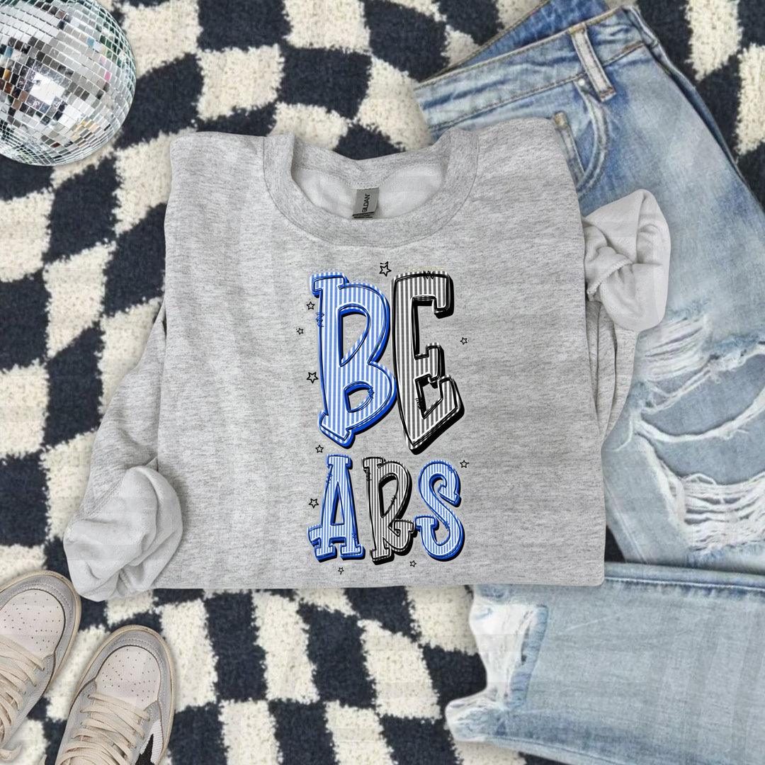 Bears Royal Blue & Black Seersucker Chic Two Color DTF transfer mockup