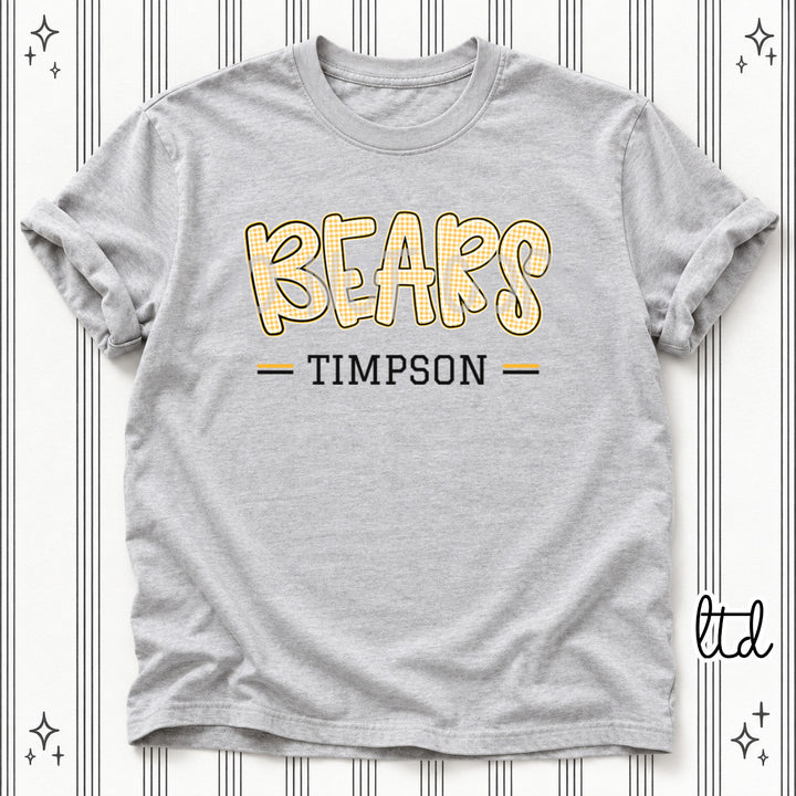 Bears Timpson Black Yellow Gold Gingham School Spirit DTF transfer