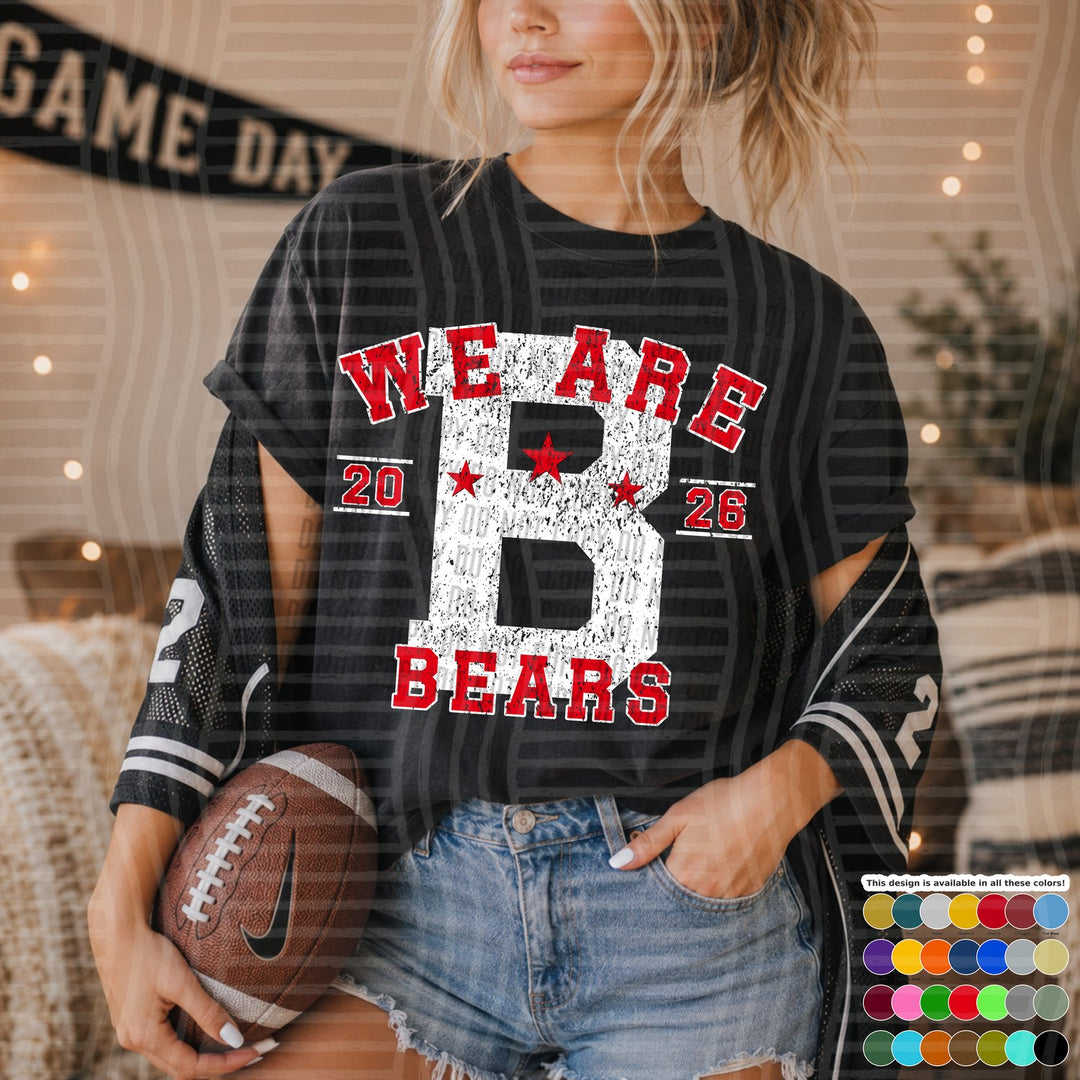 Bears Varsity Initials White Outline Mascots DTF transfer