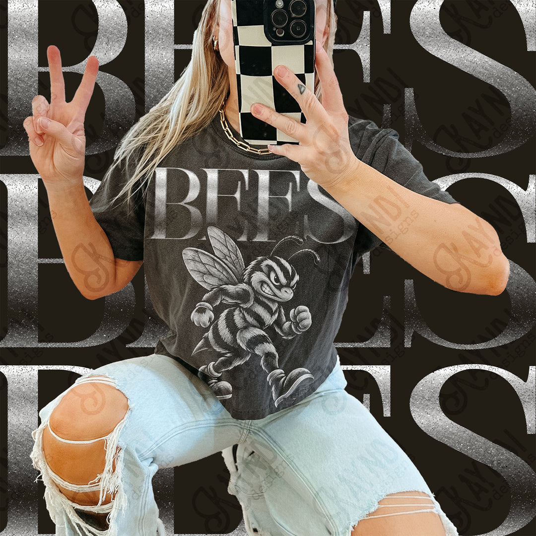 Halftone Mascots Bees 2 DTF transfer mockup