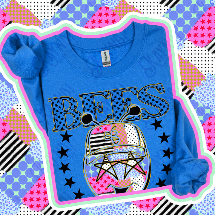 Bees 2 Patchwork Varsity Stars mascot DTF transfer