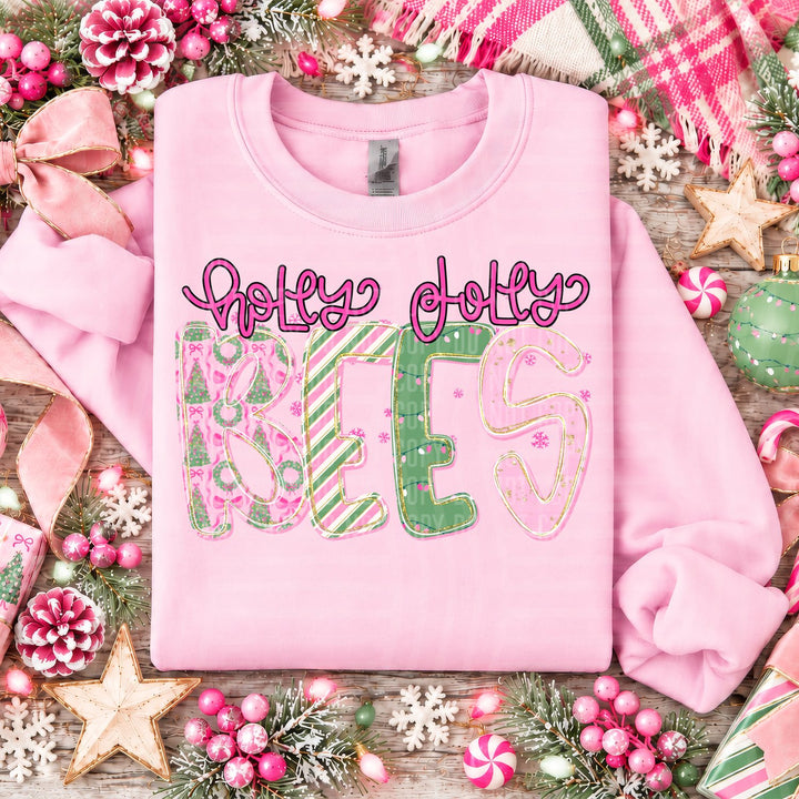 Bees Holly Jolly Mistletoe Magic Mascots DTF transfer