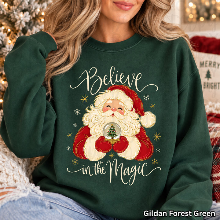 Believe in the Magic Santa Christmas design on a finished tee or sweatshirt – Lovie T Designs