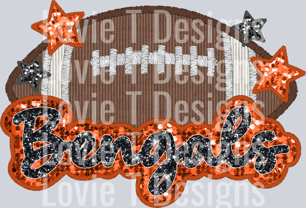 Bengals Football Faux Applique