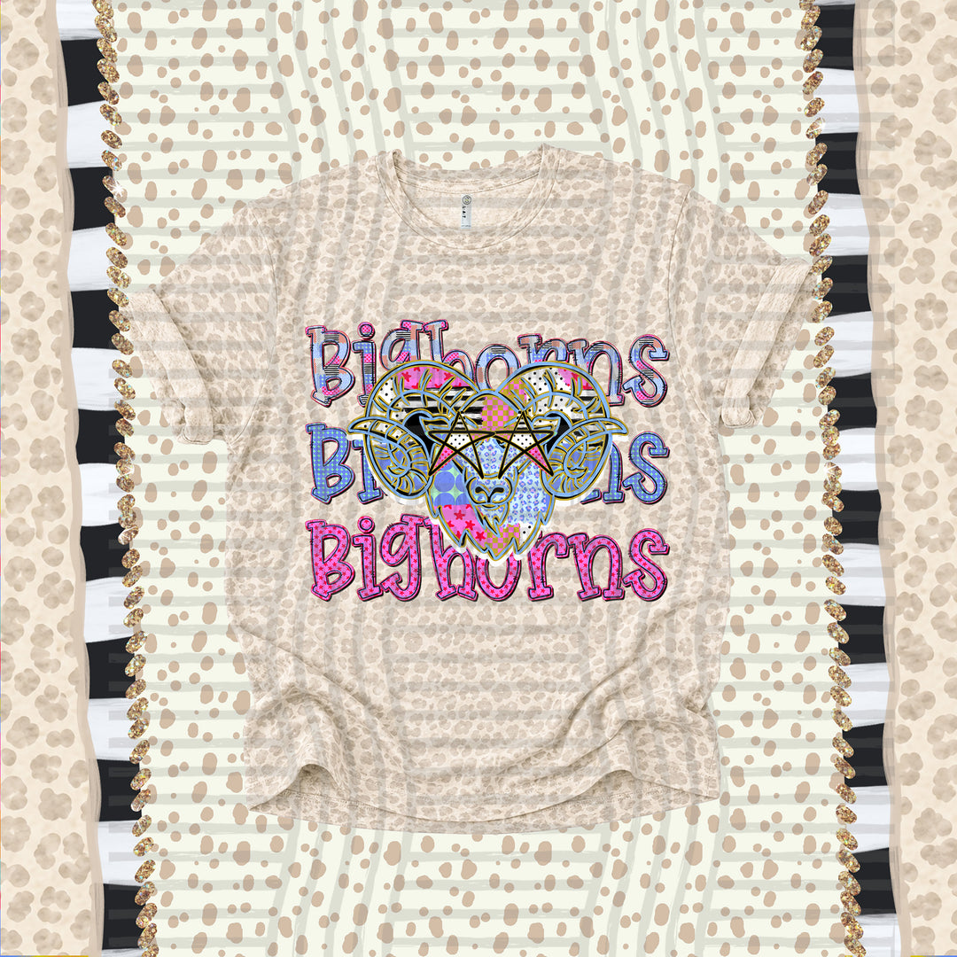 Bighorns Dolly Doodle mascot DTF transfer