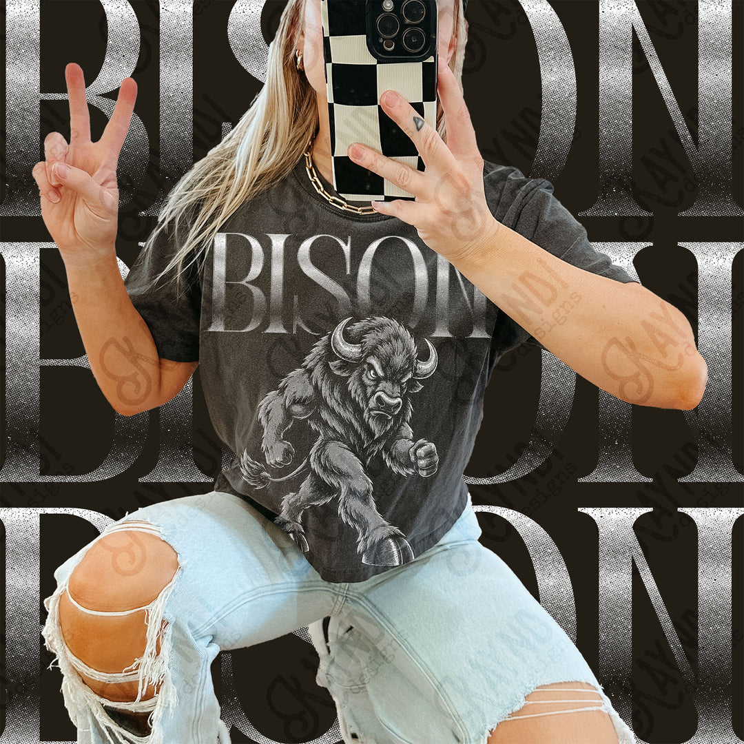 Halftone Mascots Bison DTF transfer mockup