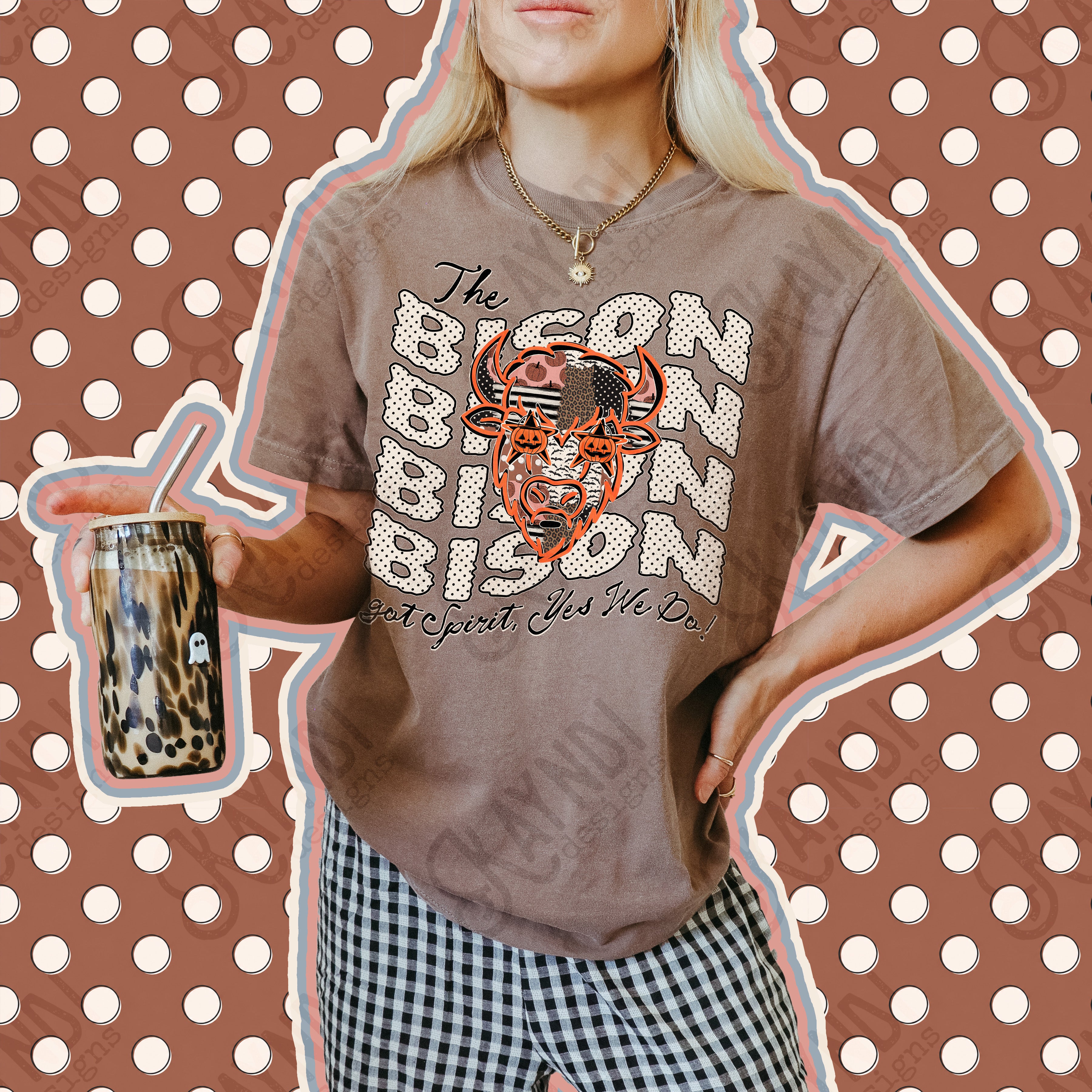 Patchwork Pumpkin Spirit Mascots Bison design