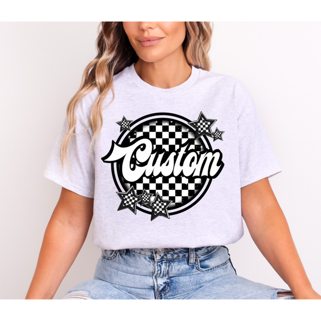 BLACK AND WHITE CIRCLE CHECKER MASCOT