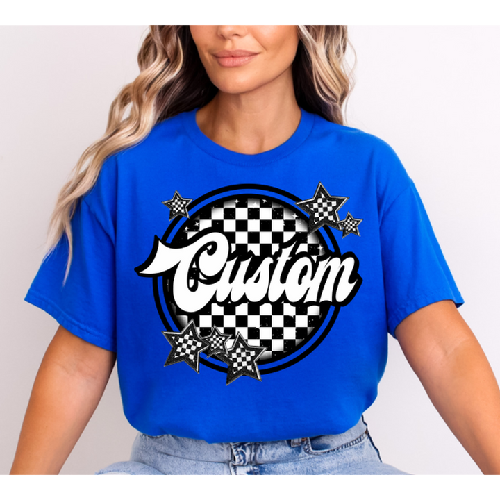 BLACK AND WHITE CIRCLE CHECKER MASCOT