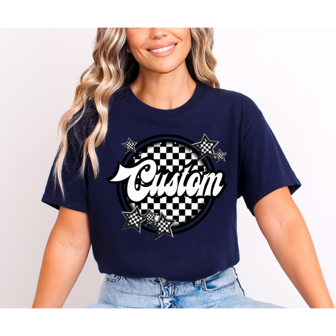 BLACK AND WHITE CIRCLE CHECKER MASCOT