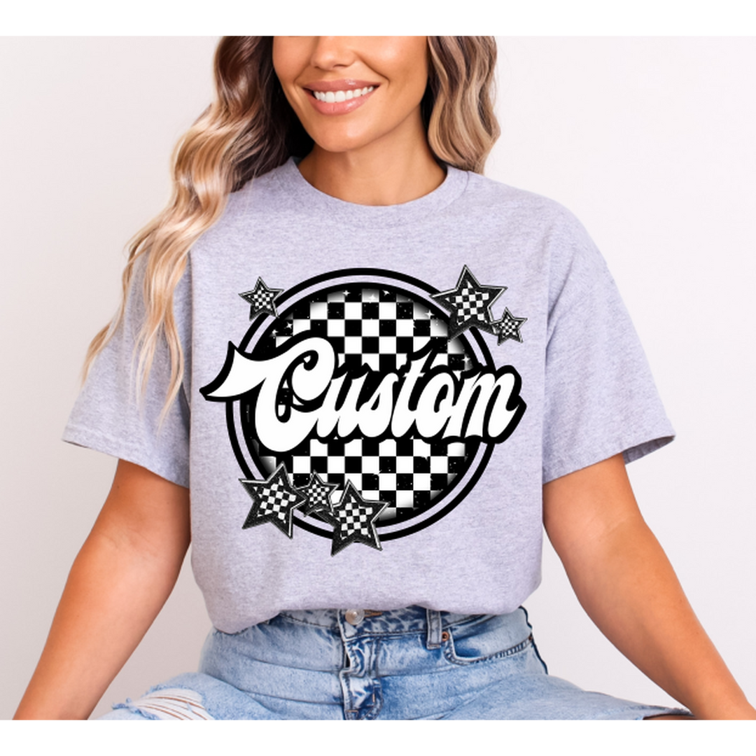 BLACK AND WHITE CIRCLE CHECKER MASCOT