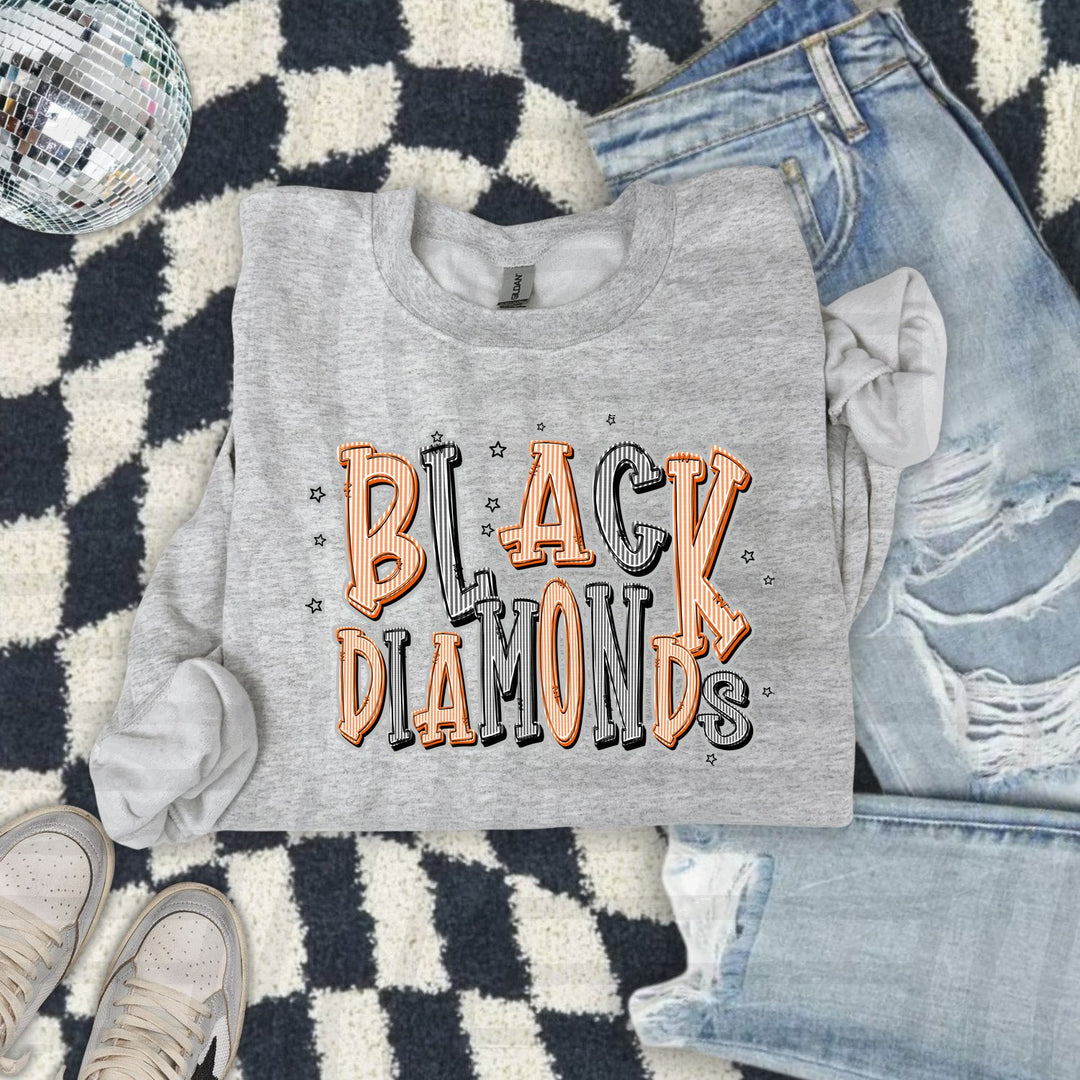 Black Diamonds Orange & Black Seersucker Chic Two Color DTF transfer mockup