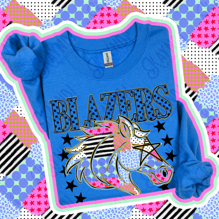Blazers Patchwork Varsity Stars mascot DTF transfer