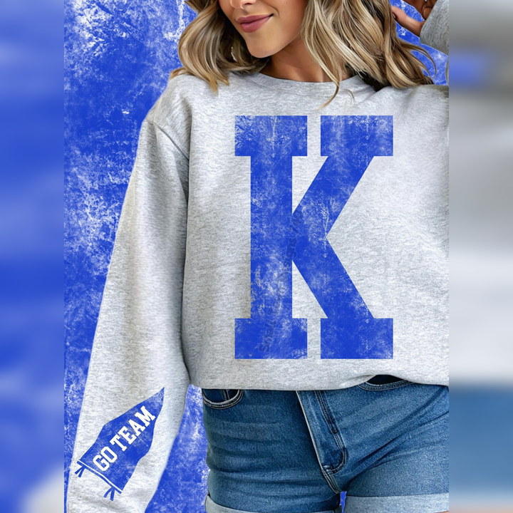 Blue K Acid Washed + Go Team Sleeve – DTF Transfer