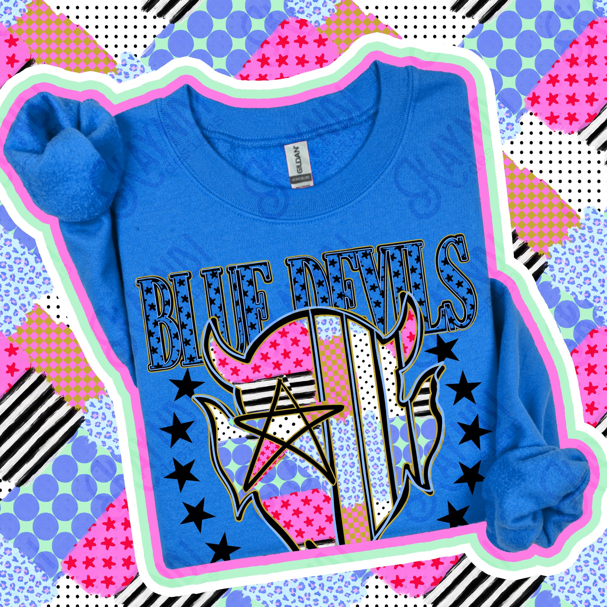 Patchwork Varsity Stars Mascots Blue Devils 2 design