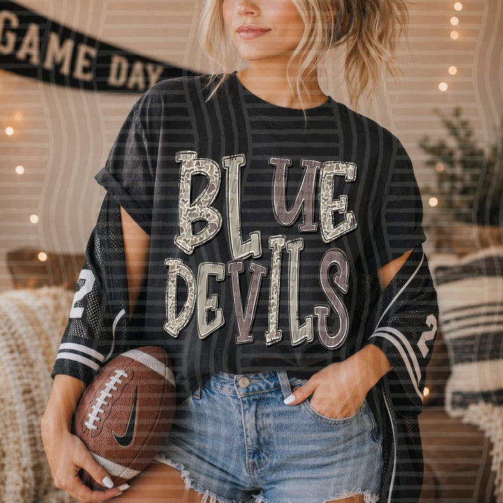 Blue Devils Camo Jumble Mascots DTF transfer