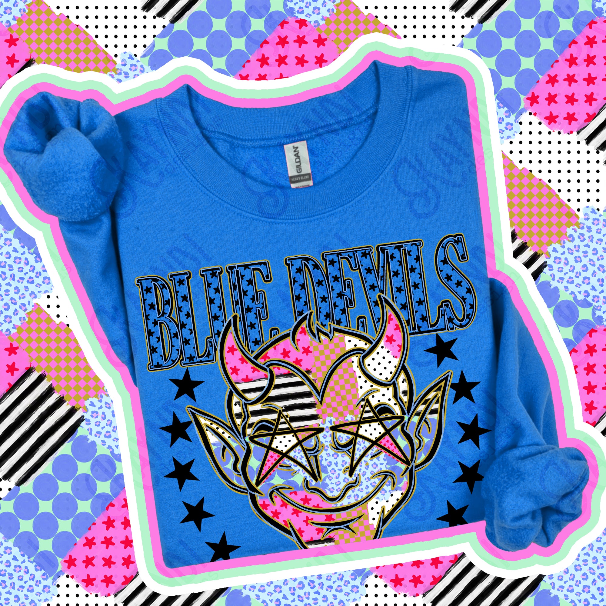 Patchwork Varsity Stars Mascots Blue Devils design