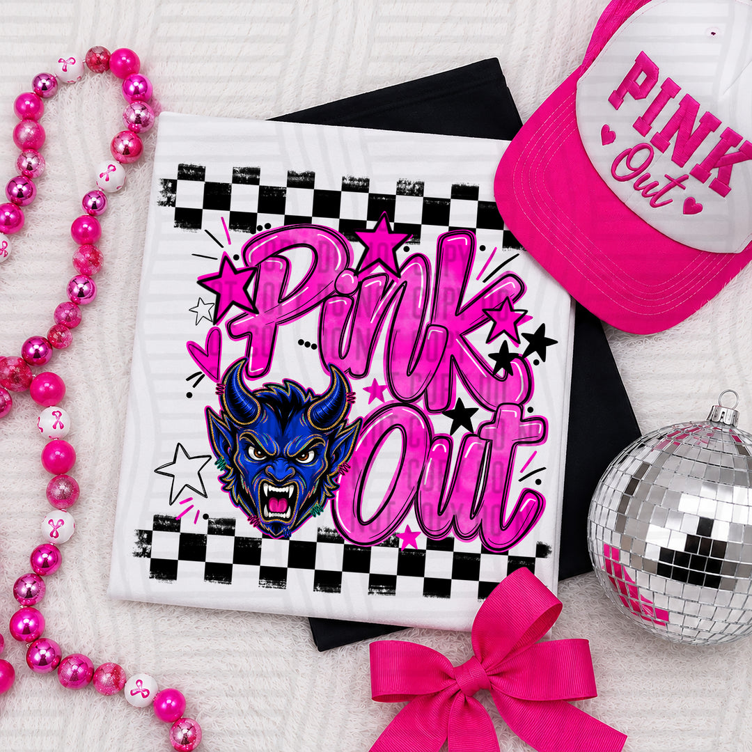 Blue Devils Pink Out mascot DTF transfer
