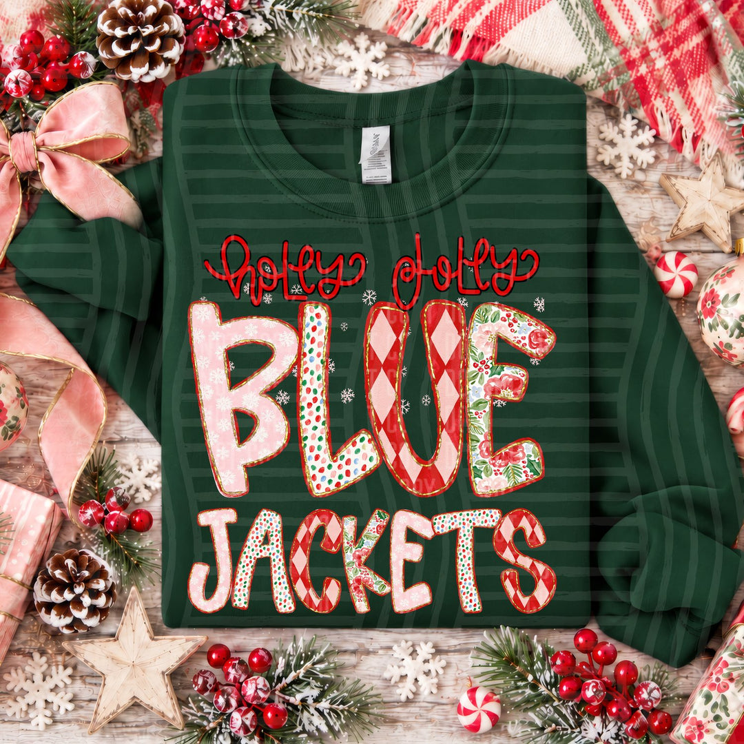 Blue Jackets Holly Jolly Confetti Mascots DTF transfer