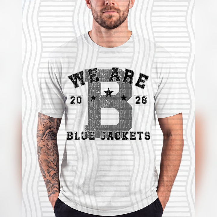 Blue Jackets Varsity Initials Mascots DTF transfer