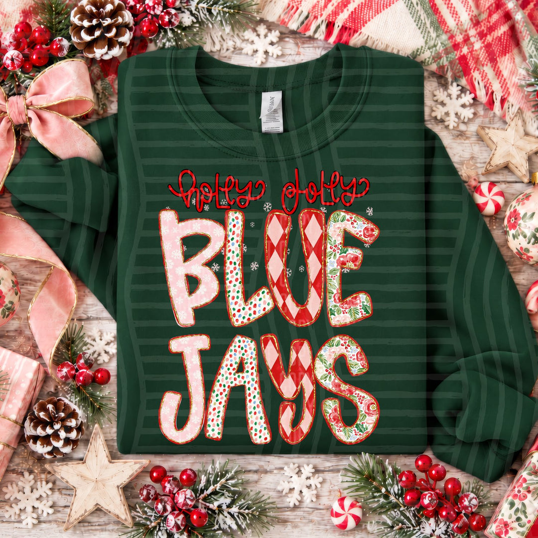 Blue Jays Holly Jolly Confetti Mascots DTF transfer