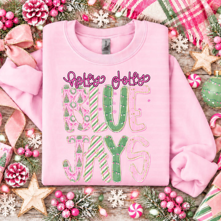 Blue Jays Holly Jolly Mistletoe Magic Mascots DTF transfer