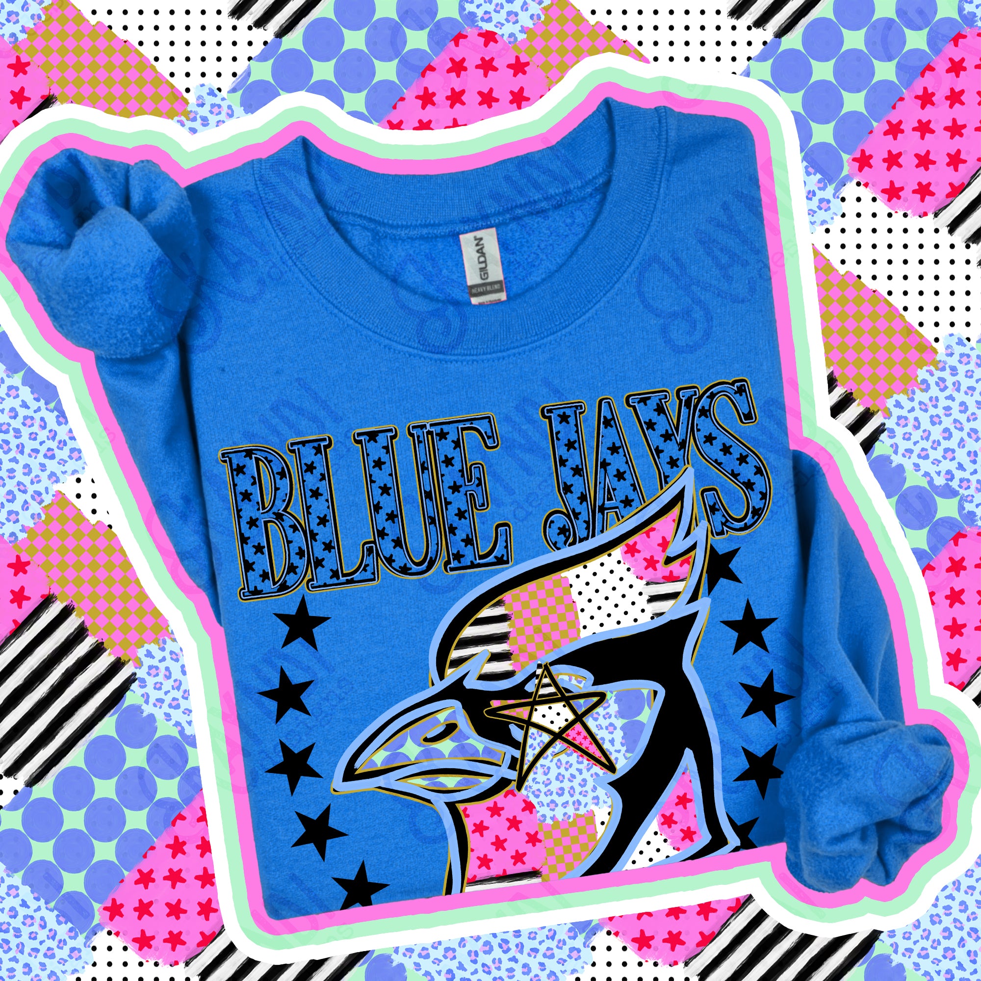 Patchwork Varsity Stars Mascots Blue Jays design