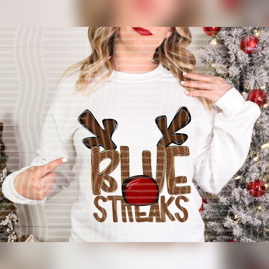 Blue Streaks Deer Antler Mascots DTF transfer