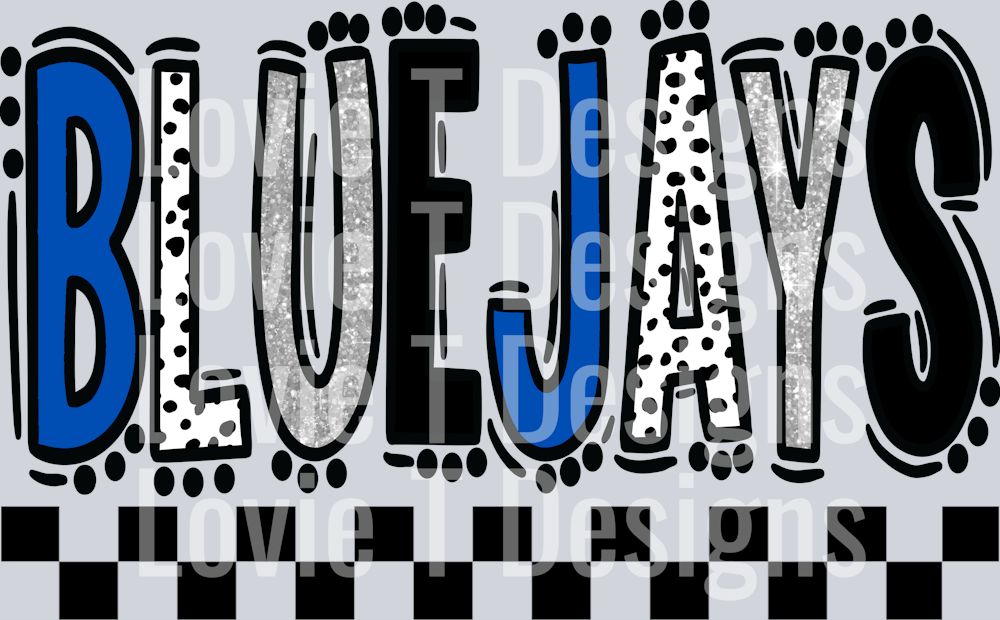 Bluejays Royal Light Gray Doodle Dot Mascot