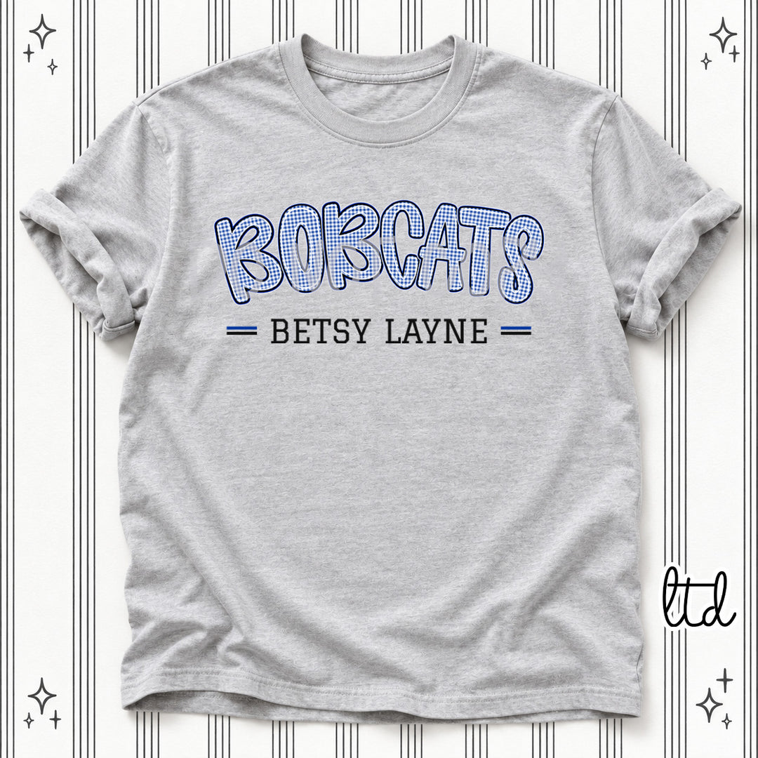Bobcats Betsy Layne Royal Black Gingham School Spirit DTF transfer