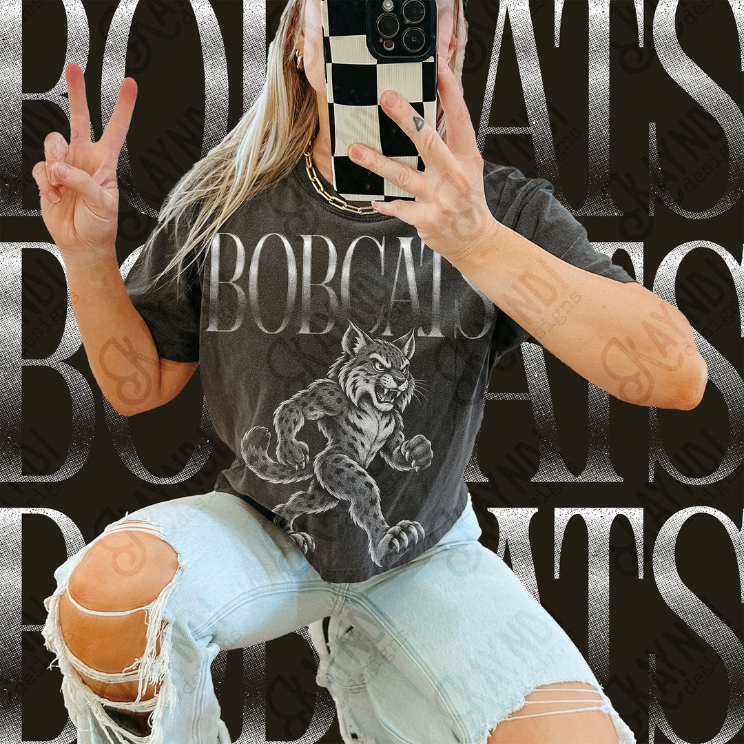 Halftone Mascots Bobcats DTF transfer mockup
