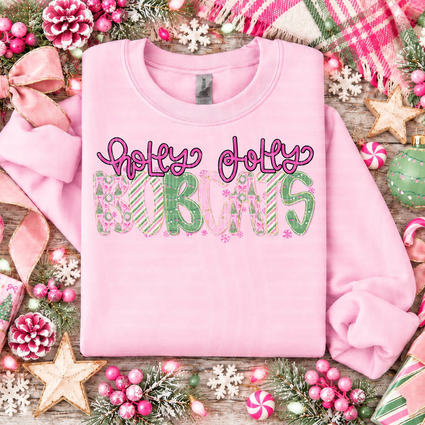 Holly Jolly Mistletoe Magic Mascots Bobcats design