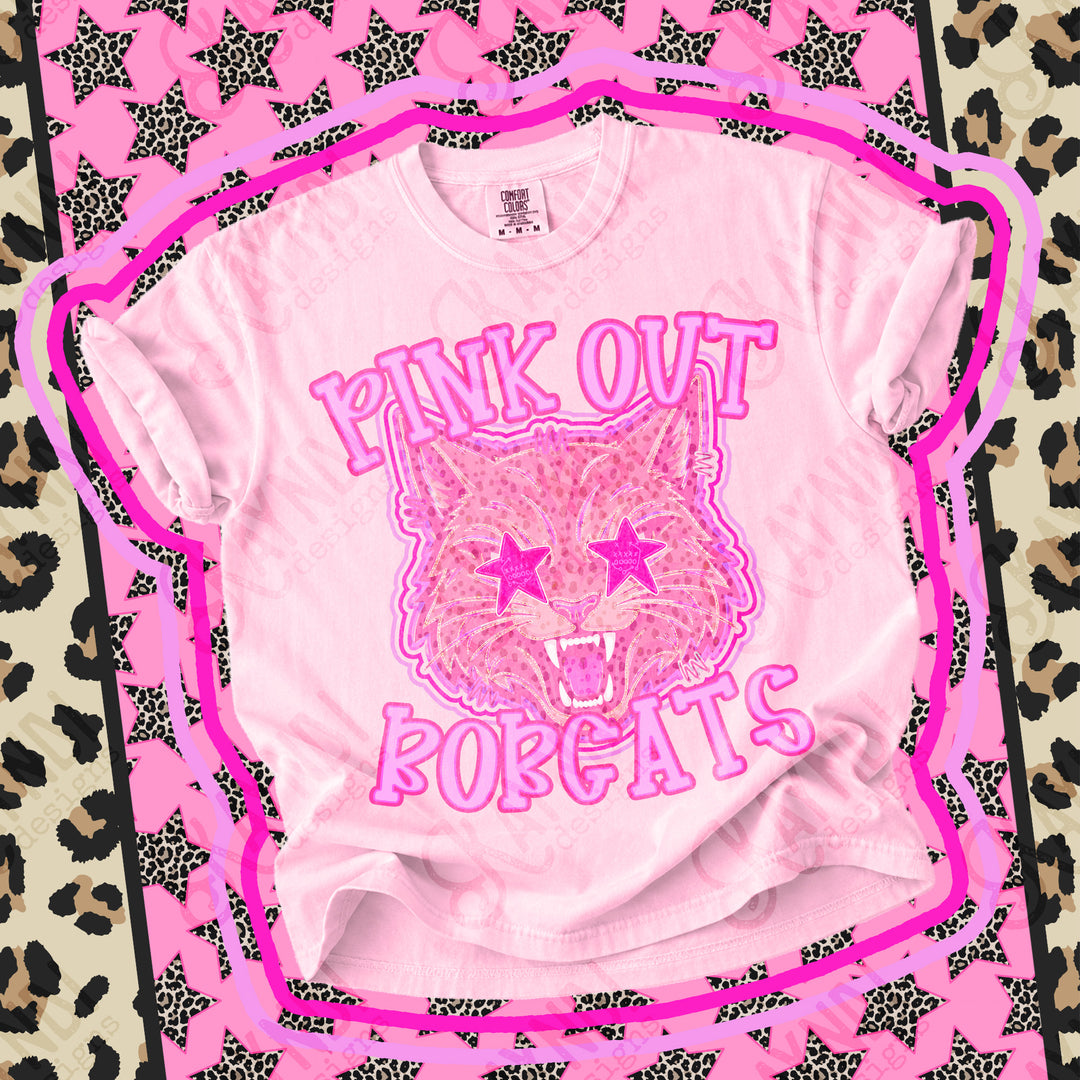 Bobcats Pink Out Mascots mascot DTF transfer
