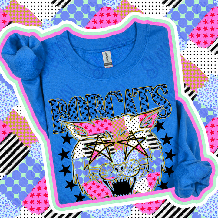 Bobcats Patchwork Varsity Stars mascot DTF transfer